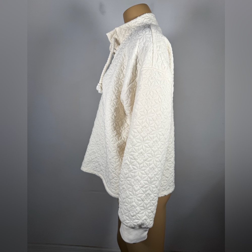 Madewell Women’s Size Large Poinsettia Quilted Knit Lace Up Sweatshirt - Picture 3 of 9
